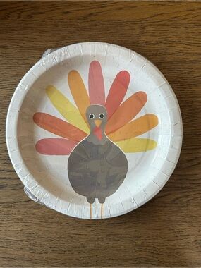 Turkey Design Disposable Paper Plates - Multicolor Feathers